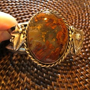 Agate and sterling southwest cuff